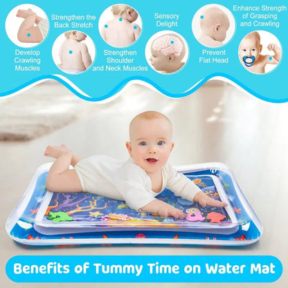 Inflatable Water Play Mat - Tummy Time Activity Pad for Babies