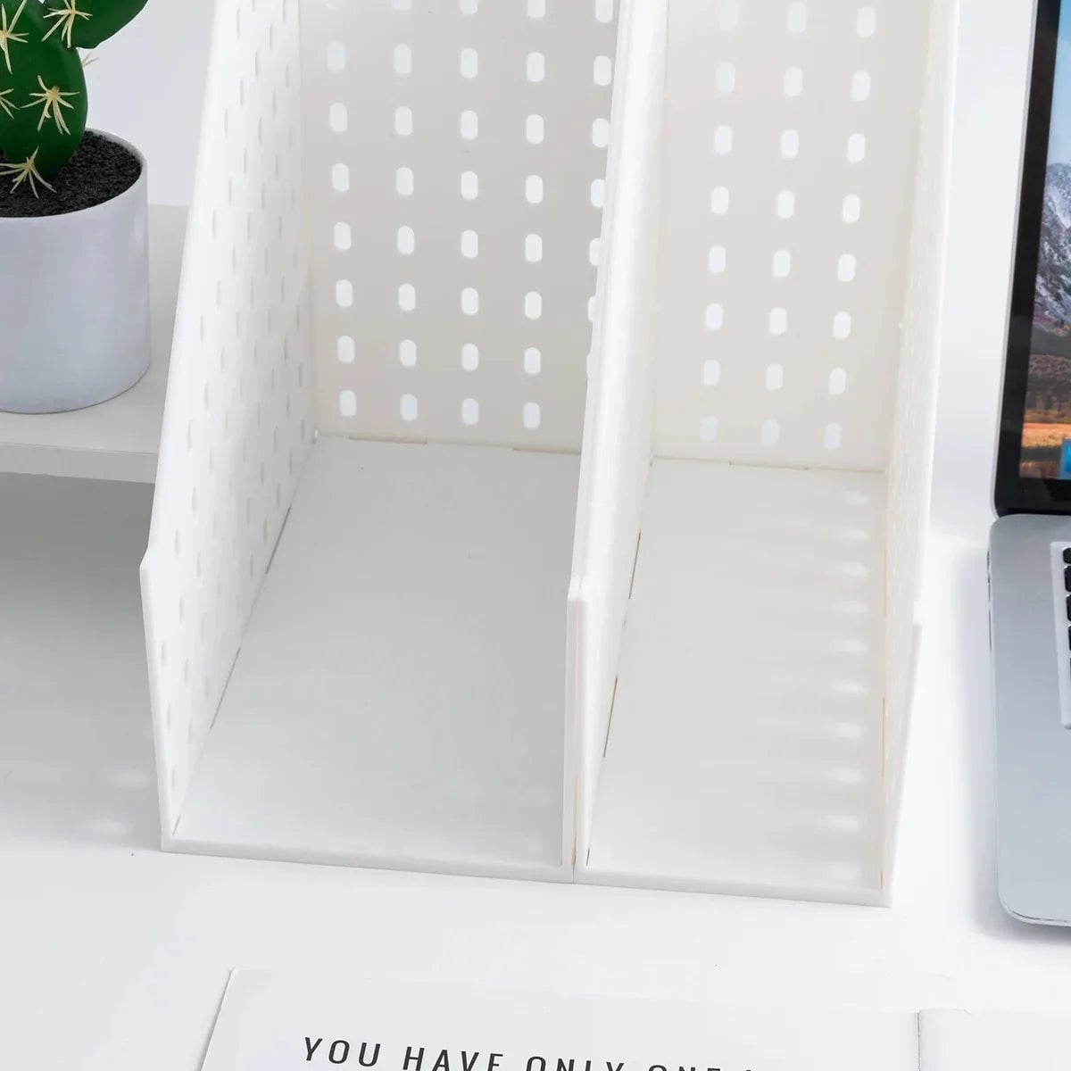 Vertical File Storage Rack Desktop Book Organizer Filing Frame