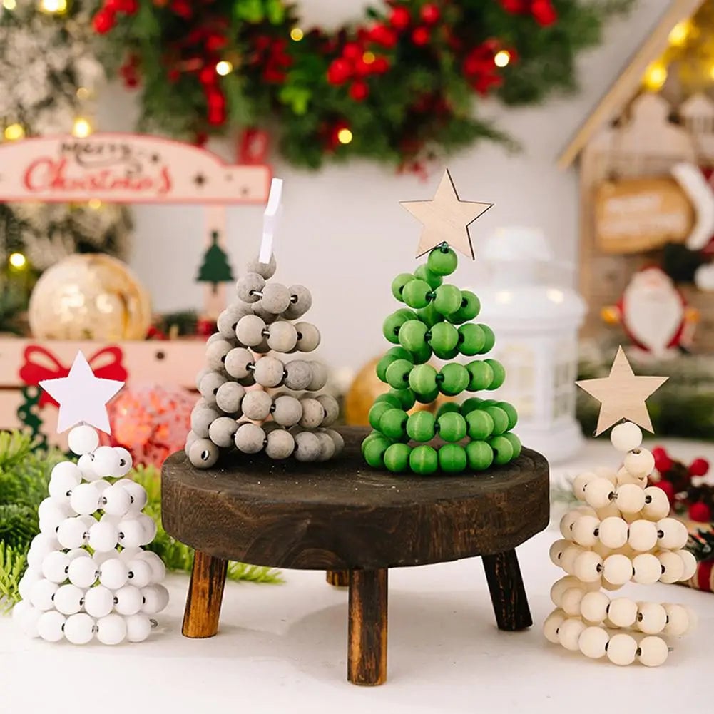 Handmade Wooden Christmas Tree Desktop Ornament - Creative Holiday Decor