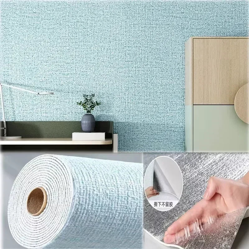 PVC Waterproof 3D Linen Self Adhesive Wall Stickers Bedroom Decor