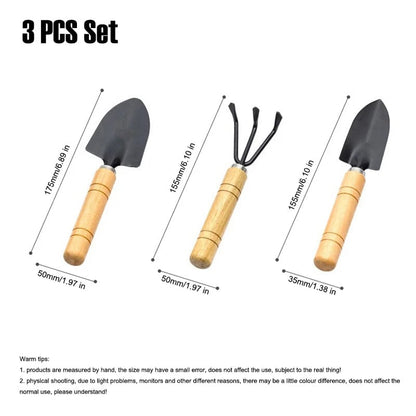 3-Piece Iron Gardening Tool Set - Shovel, Rake & Hand Tool Kit