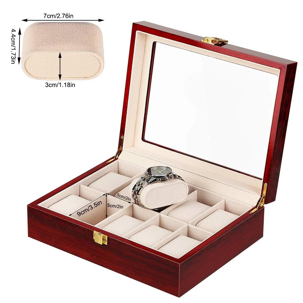 Luxury Wood Watch Storage Box 1-12 Grid Organizer Display Case