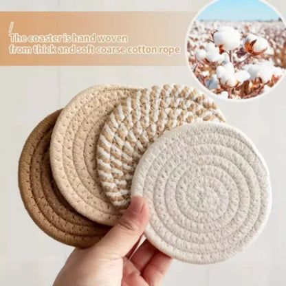4pcs Absorbent Cotton Fabric Drink Coasters Non-Woven Minimalist