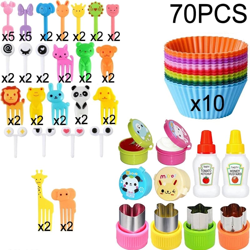 Mini Animal Fruit Forks Kids Set Silicone Vegetable Cutter Dividers