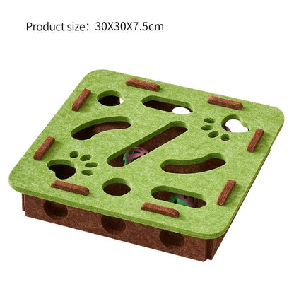 Interactive Cat Puzzle Toy - Felt Box Maze Tunnel with Bell Ball