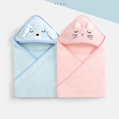 Soft Hooded Baby Bath Towel Cartoon Animal Blanket Swaddle Wrap