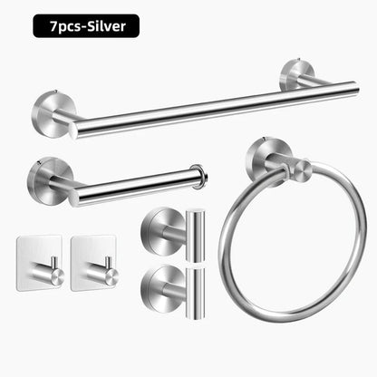 3-Piece Stainless Steel Bathroom Hardware Set - Towel Bar Ring Paper