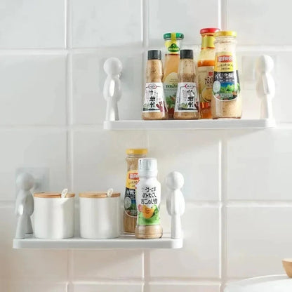 Self-Adhesive PP Bathroom Storage Rack Shampoo Shelf Organizer