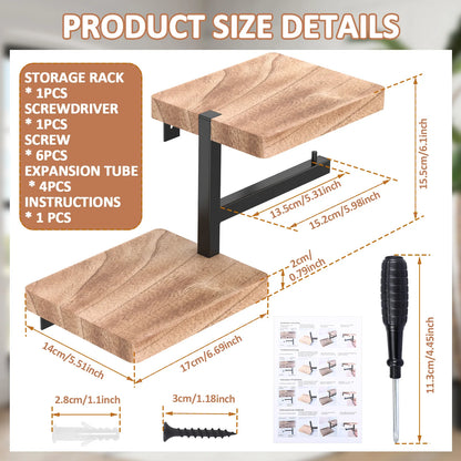 Wall Mounted Wooden Toilet Paper Holder with Storage Shelf