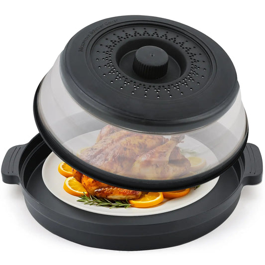 Foldable Microwave Splatter Cover & Steaming Colander - Silicone