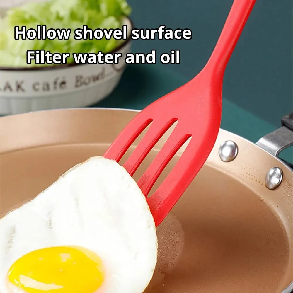 Heat-Resistant Silicone Spatula - Non-Stick Flat Bottom Frying