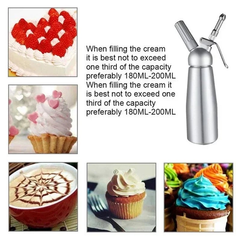 Professional Whipped Cream Dispenser 17oz/34oz Aluminum Siphon Gun