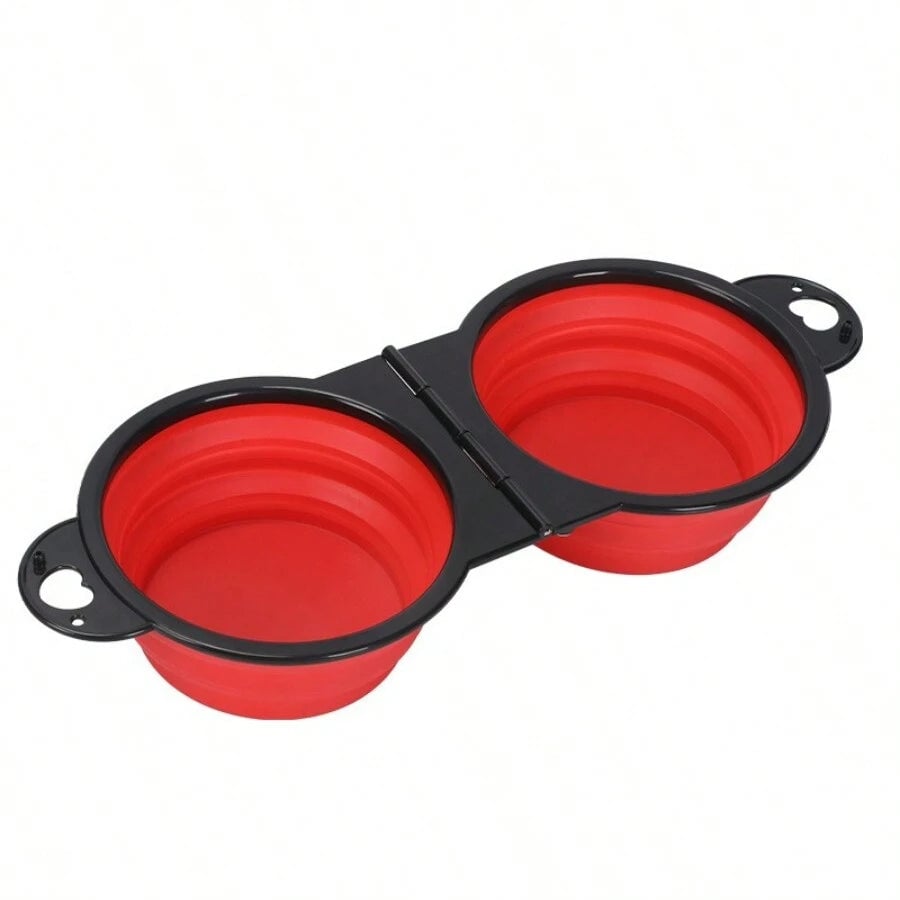 Foldable Dual Bowl 2-in-1 Pet Feeding Set - Portable Travel Bowl