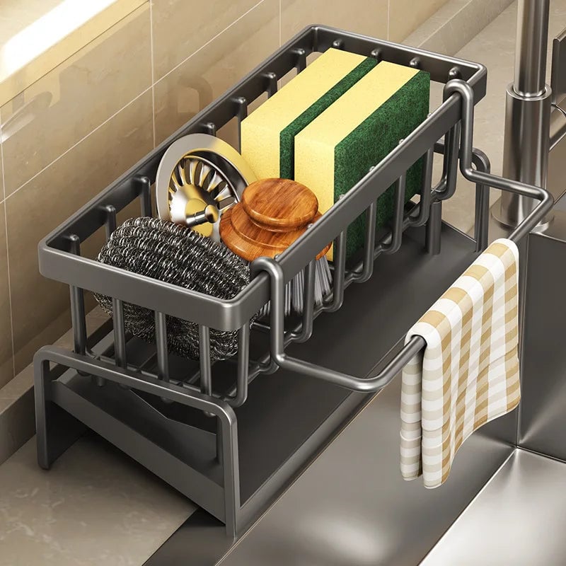 Tap-Mounted Kitchen Spice Rack with Drainage - Sink Organizer Shelf