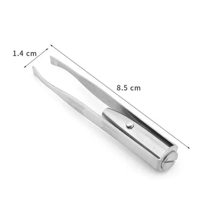 LED Lighted Stainless Steel Eyebrow Tweezers Professional Precision