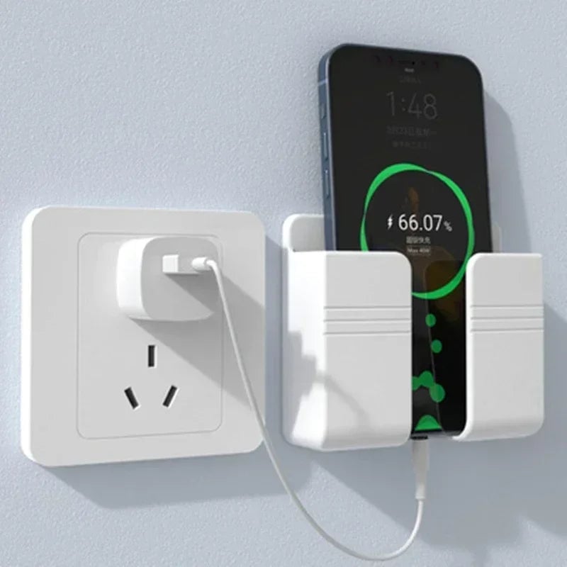 Wall Mounted Phone Holder Organizer with Remote Control Storage Dock