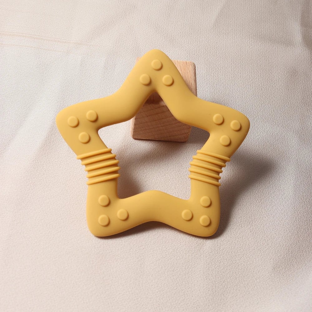 Food Grade Silicone Heart Star Teether - Baby Teething Toy 2024