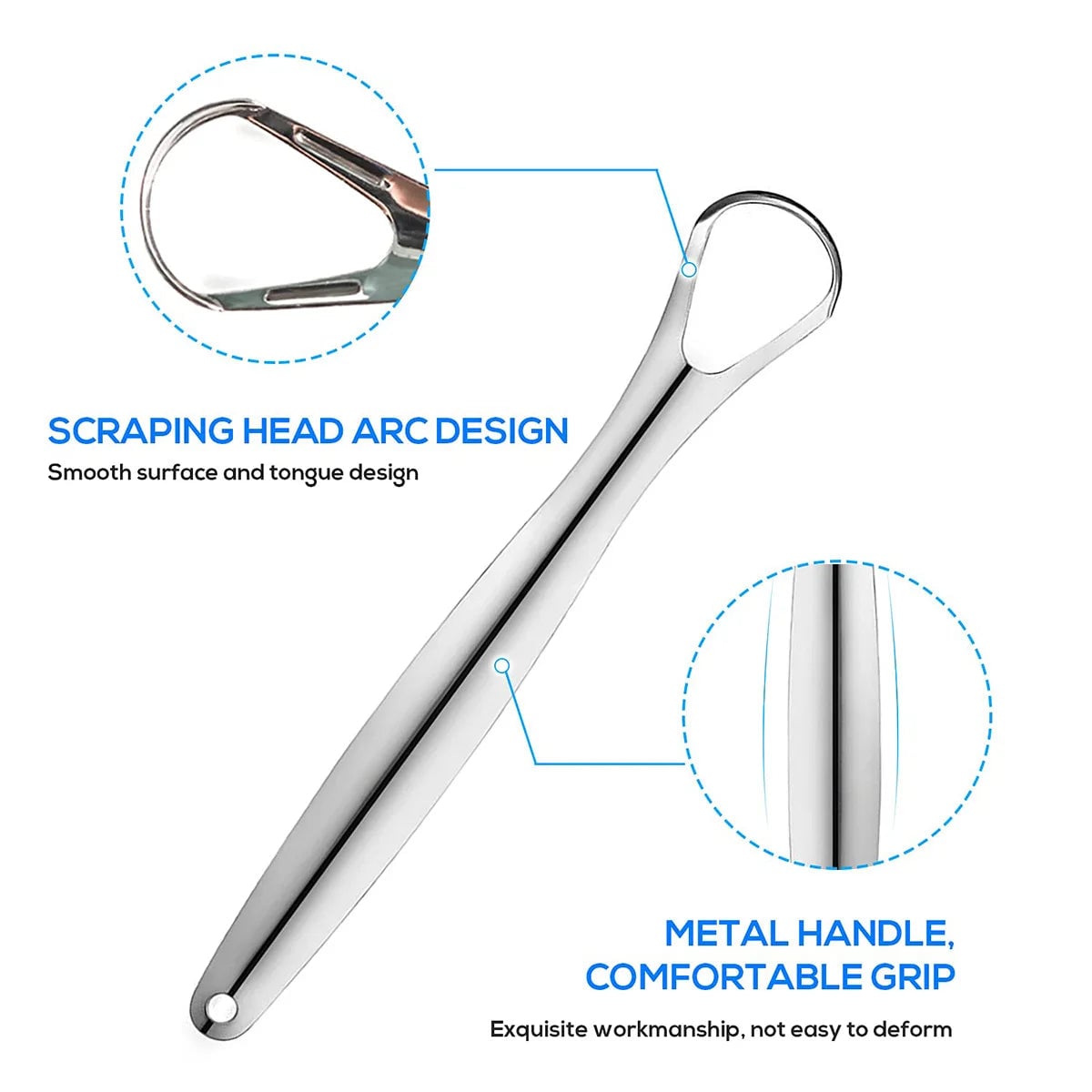Stainless Steel Tongue Scraper Cleaner 1pc/3pc Metal Oral Care