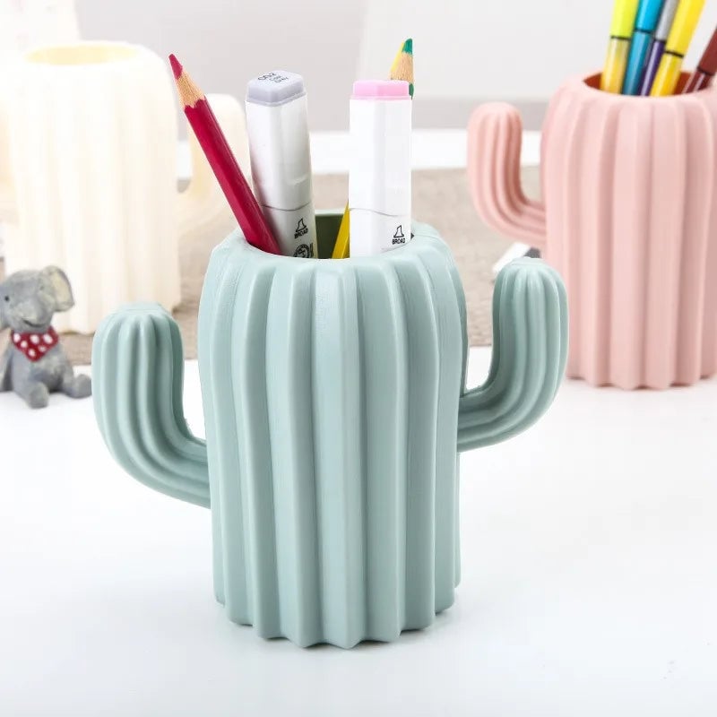 Cactus PE Desk Organizer - Multifunction Pen Holder Storage Box
