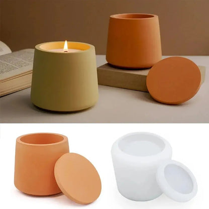 Round Candle Jar Silicone Mold with Lid - DIY Epoxy Resin Casting