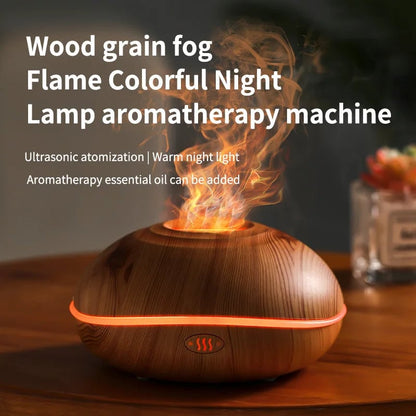Flame Essential Oil Diffuser with Colorful LED Lights & Aromatherapy
