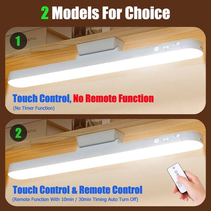 USB Rechargeable LED Desk Lamp Magnetic Dimmable 3 Color Reading Light