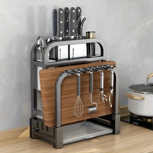 Stainless Steel Knife Holder & Cutting Board Storage Rack