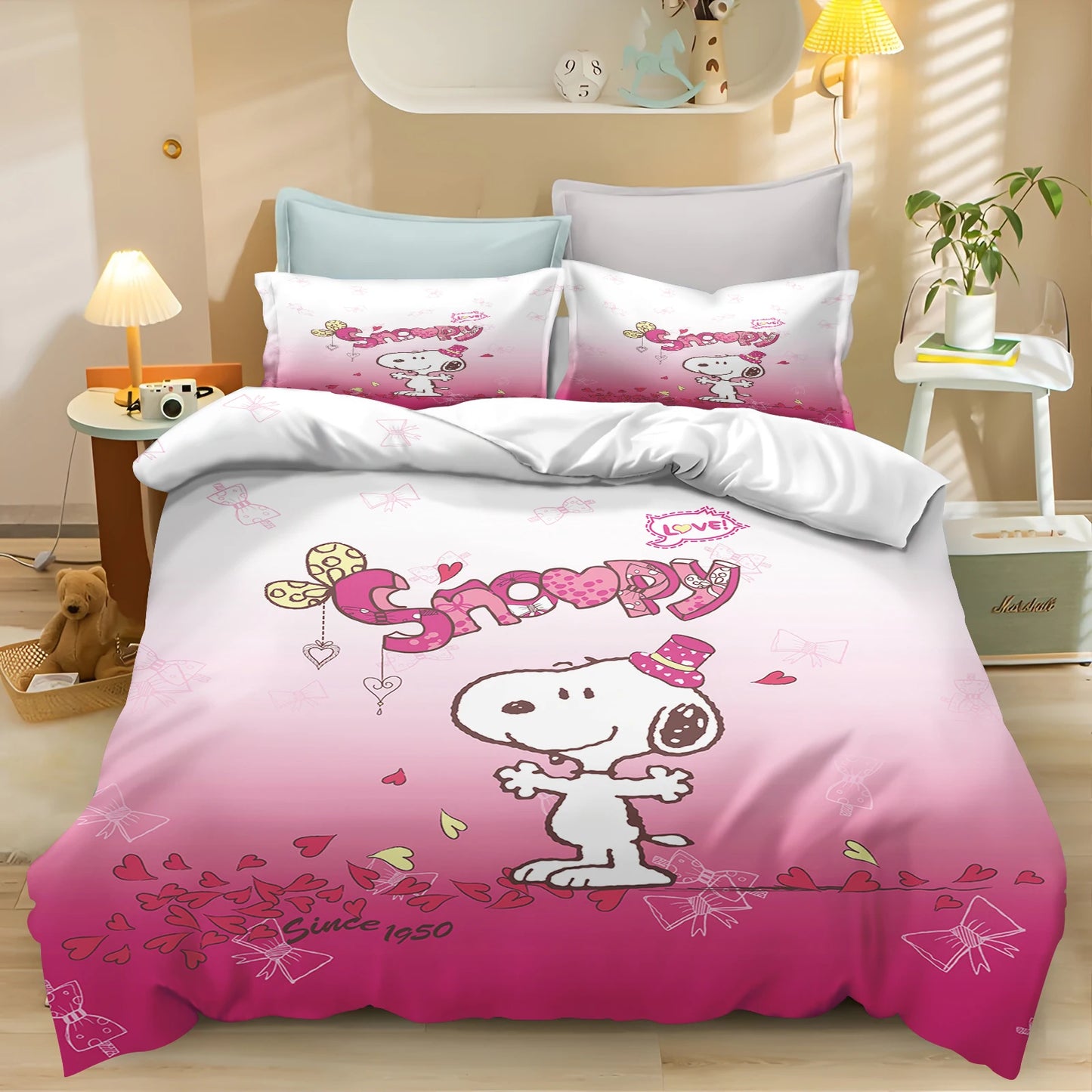 Snoopy Peanuts 3D King Size Duvet Cover Comforter Bedding Set