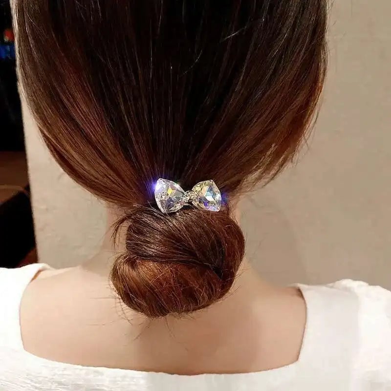 Diamond Bow Elastic Hair Bands - Sparkly Hair Ties for Women Girls