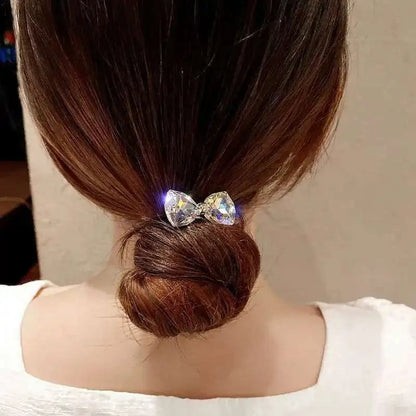 Diamond Bow Elastic Hair Bands - Sparkly Hair Ties for Women Girls