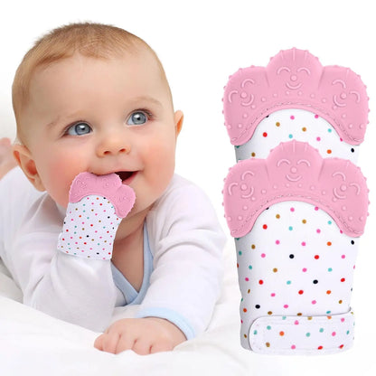 Food Grade Silicone Baby Teething Gloves Pain Relief Mittens