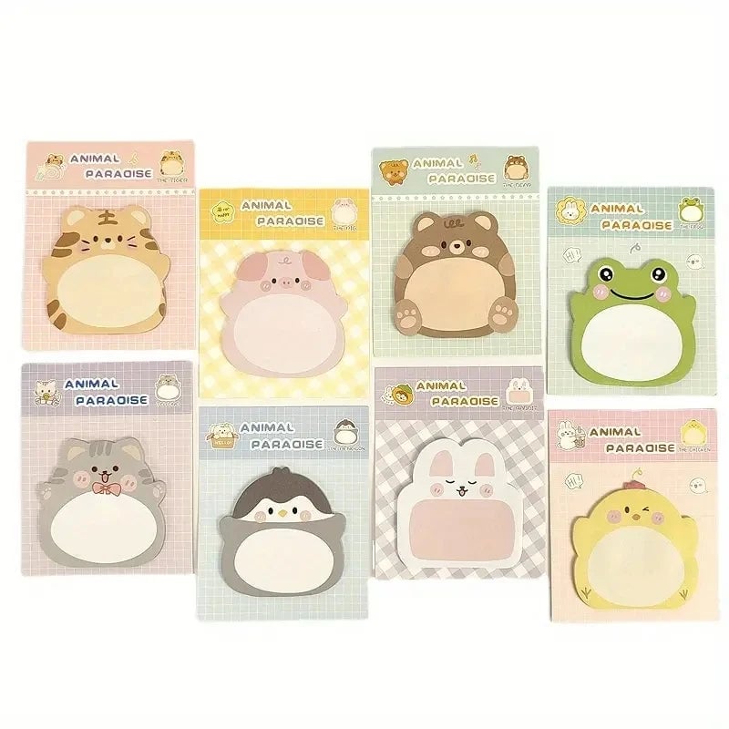 8-Pack Cartoon Animal Shaped Sticky Notes Colorful Creative Office