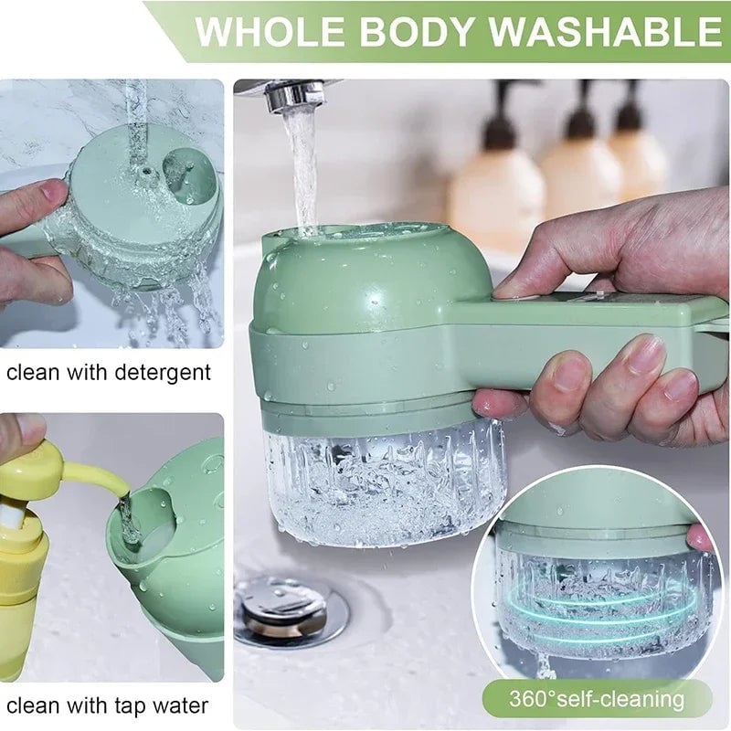 4-in-1 Electric Food Processor - Vegetable Cutter Garlic Masher