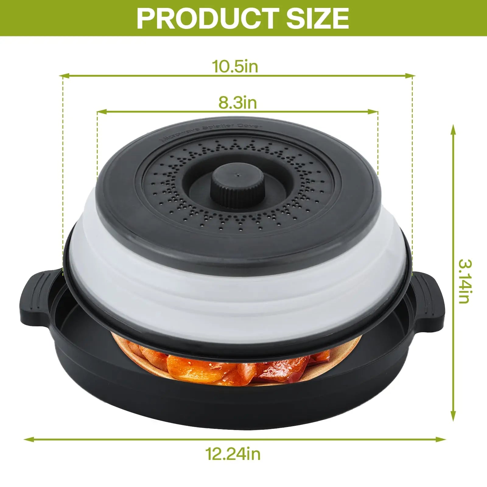 Foldable Microwave Splatter Cover Food Guard Steamer Collapsible