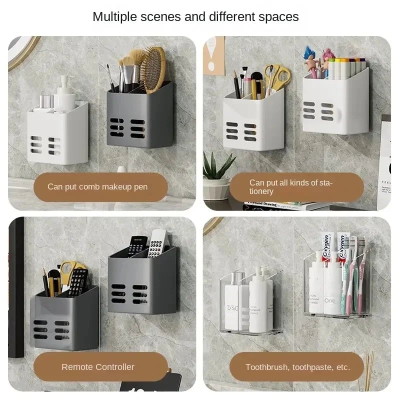 No Drill Wall Mount Bathroom Organizer Shelf Makeup Storage Rack