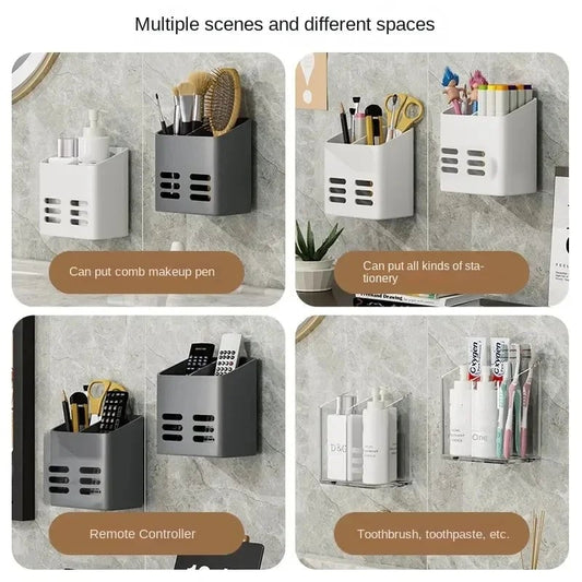 No Drill Wall Mount Bathroom Organizer Shelf Makeup Storage Rack