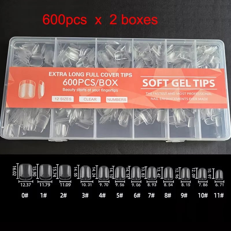 Soft Gel Press On Nails - Square Coffin Almond False Nail Tips