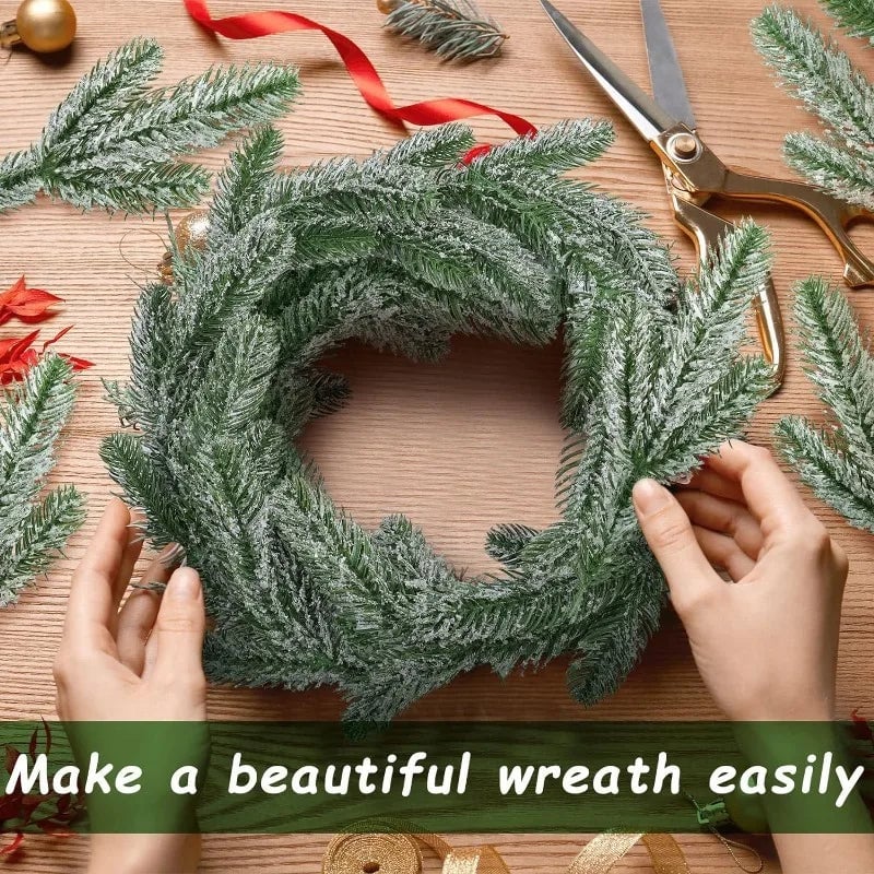 Artificial Snow Pine Branch Set - 5/10pcs Fake Pine Needles Garland