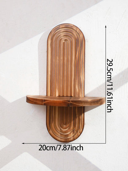 Rustic Boho Wooden Wall Shelves Charcoal Geometric Oval Display
