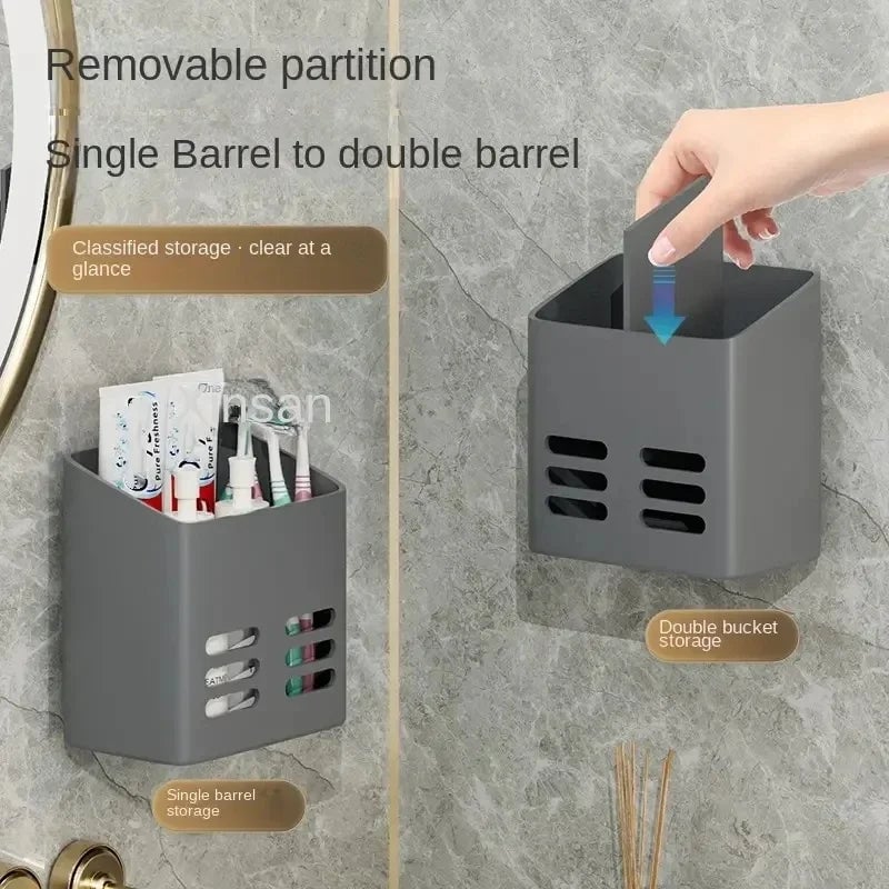No Drill Wall Mount Bathroom Organizer Shelf Makeup Storage Rack