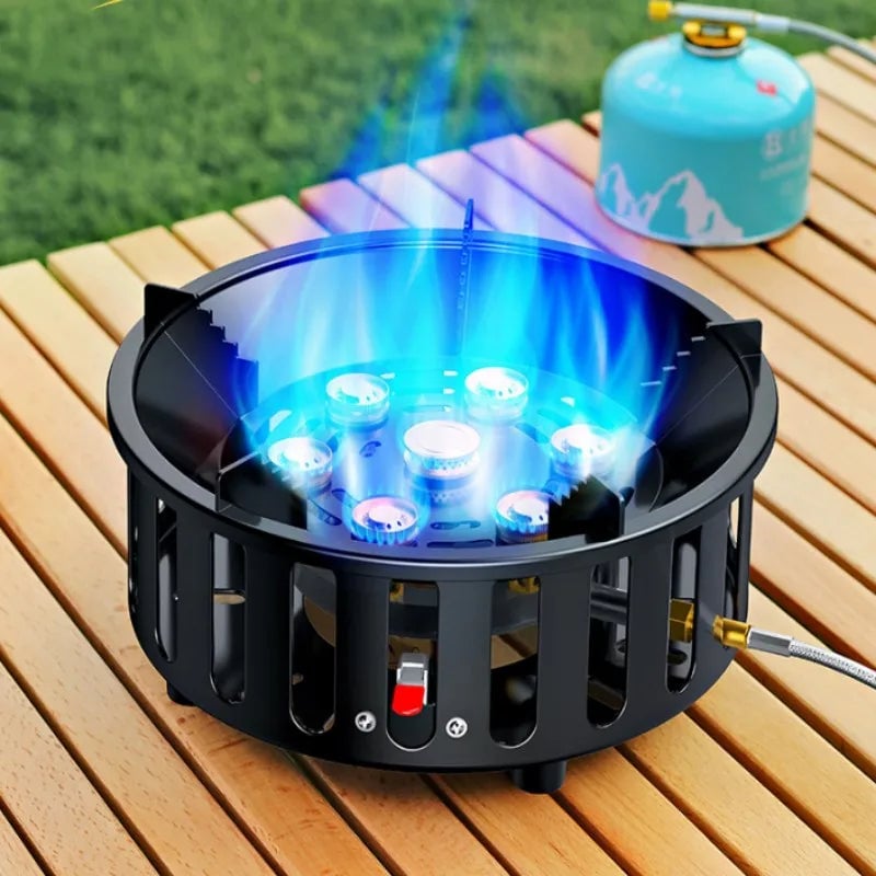 7-Core 19800W Portable Gas Camping Stove Electronic Ignition Windproof