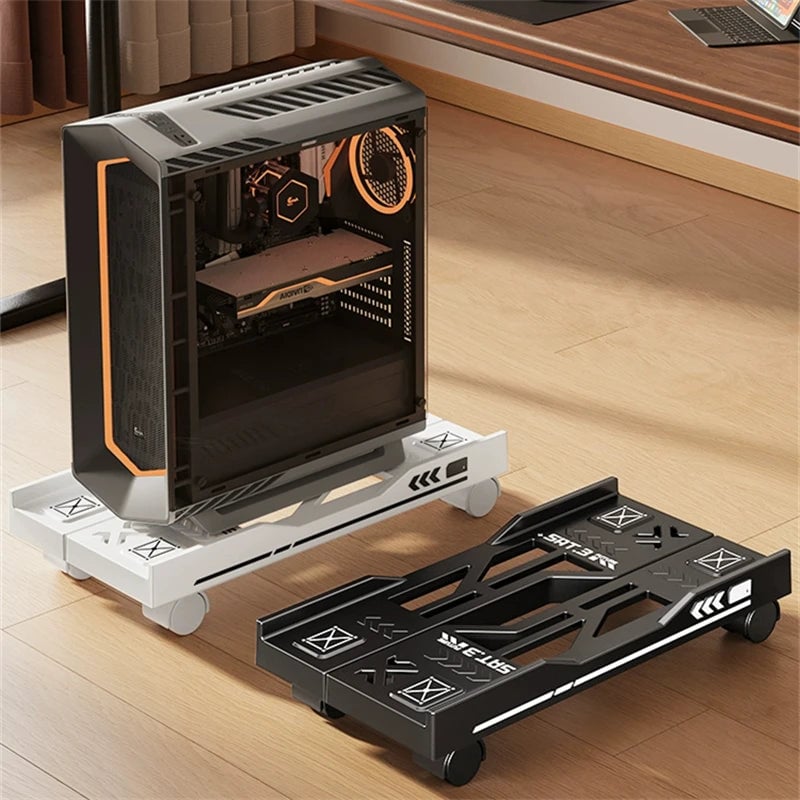 Adjustable CPU Stand Mobile Computer Tower Cart Rolling Wheels
