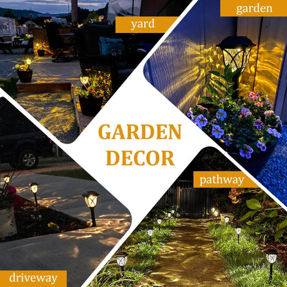 2 Pack LED Solar Lawn Lights Waterproof Warm Light Garden Walkway