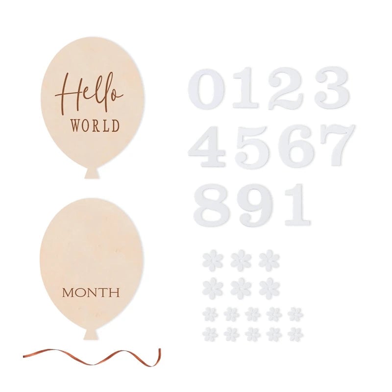 Wooden Baby Milestone Number Cards Monthly Newborn Photography Props