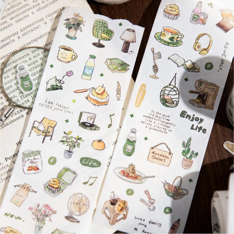 200cm Coffee Bread Cafe Masking Tape Roll - Decorative Stickers