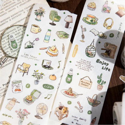 200cm Coffee Bread Cafe Masking Tape Roll - Decorative Stickers