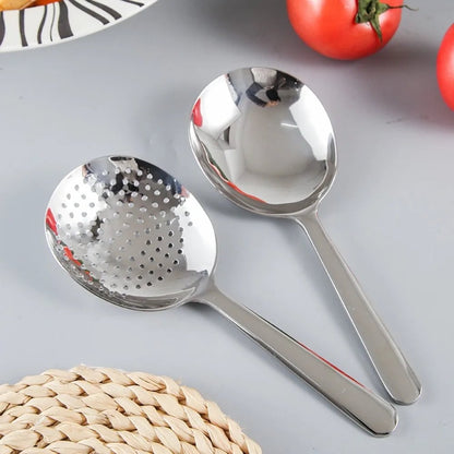 Large Stainless Steel Serving Spoon with Drain Holes - Big Head