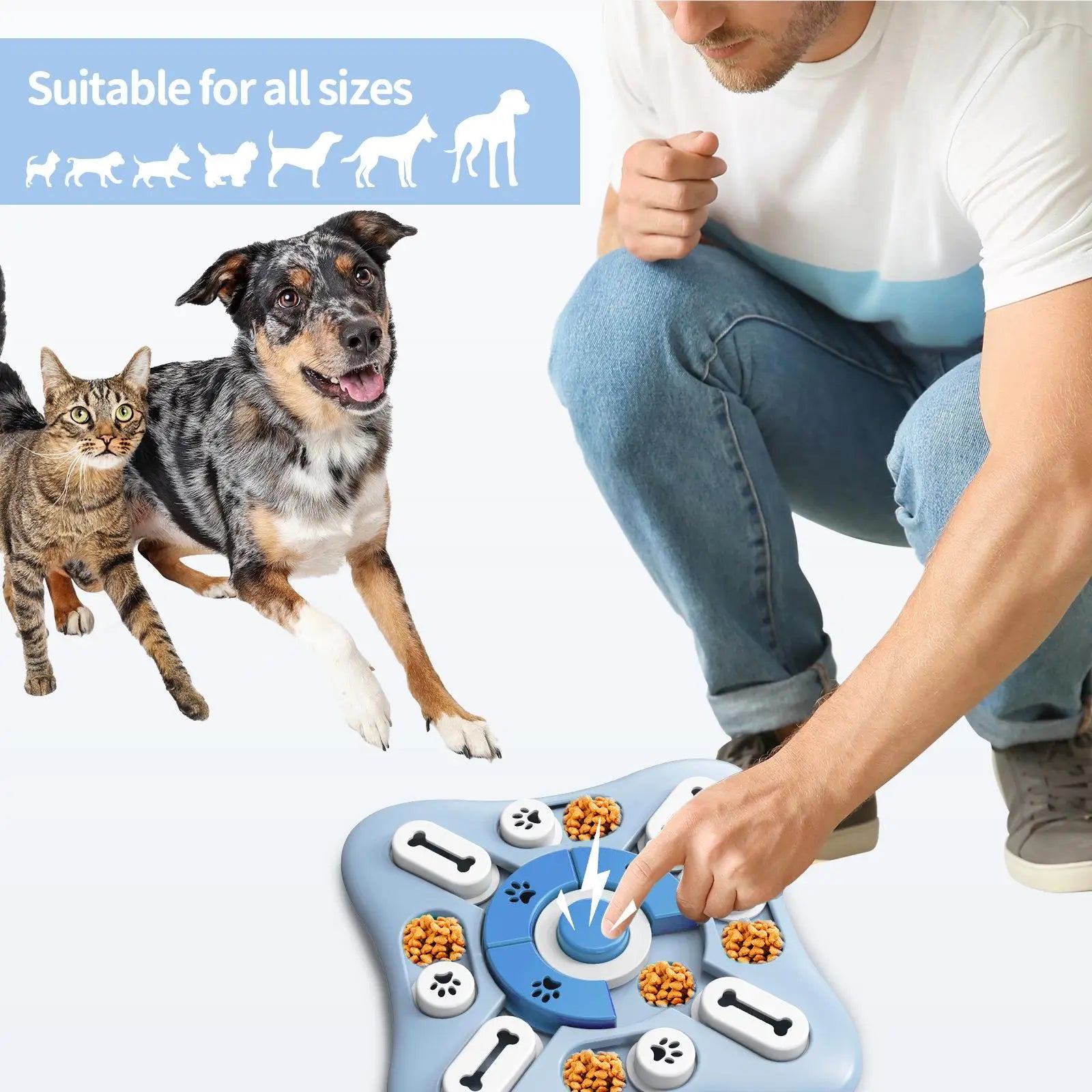 Interactive Slow Feeder Dog Bowl - IQ Puzzle NonSlip Food Dispenser