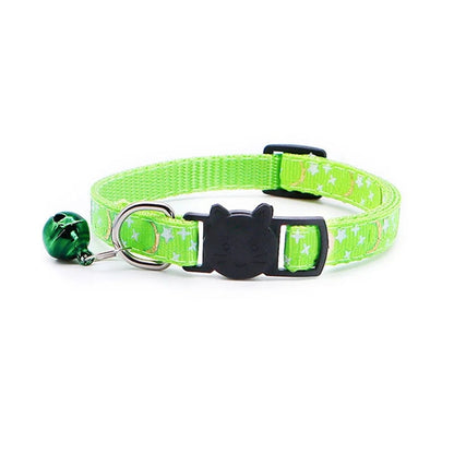 Reflective Gold Stars Moon Cat Collar with Safety Buckle Bell