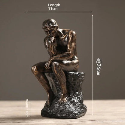 Nordic Minimalist Thinker Statue Resin Sandstone Office Decor Gift